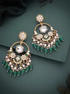 Lyriss Gold Plated Artificial Stone Studded & Beaded Contemporary Chandbalis