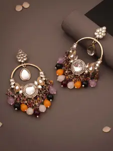 Lyriss Gold Plated Artificial Stone Studded & Beaded Contemporary Chandbalis