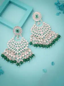 Lyriss Gold Plated Artificial Stone Studded & Beaded Contemporary Chandbalis