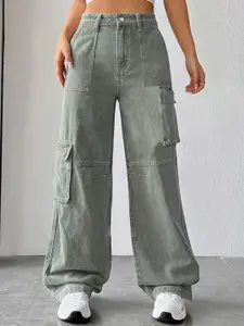 DressBerry Women Comfort Wide Leg High-Rise Light Fade Acid Wash Stretchable Jeans