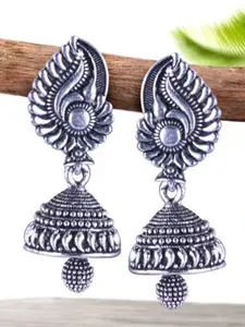 DIVASTRI Set of 5 Silver-Plated Oxidized Dome Shaped Jhumkas