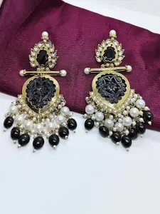 Lyriss Gold Plated Artificial Stone Studded & Beaded Contemporary Chandbalis