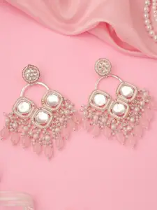 Lyriss Gold Plated Artificial Beads Contemporary Drop Earrings