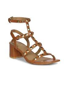 Saint G Leather Block Sandals with Buckles