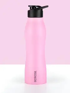 BOROSIL Grip Go Pink Stainless Steel Solid Single Wall Vacuum Water Bottle-950ml