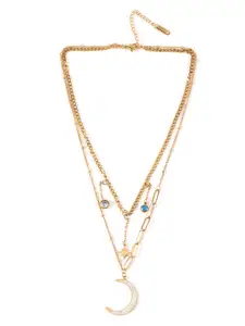 DressBerry Women Layered Chain with Crescent Shape Pendant