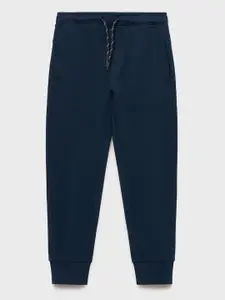Mango Kids Boys Textured Joggers Pure Cotton Trousers