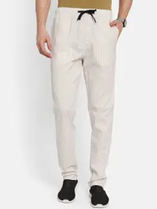 Octave Men Striped Cotton Track Pants