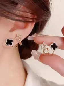 Celestique Artficial Stones Studded Geometric Shaped Ear Cuffs