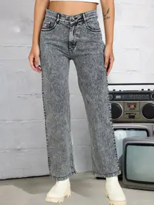 DressBerry Women Comfort Straight Fit High-Rise Light Fade Acid Wash Stretchable Jeans