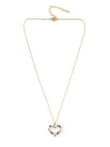 DressBerry Heart Shaped Stone Studed Pendant Chain