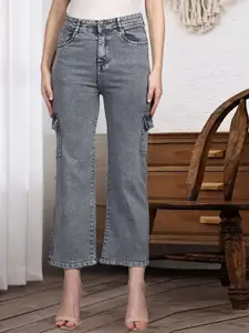 DressBerry Women Comfort Straight Fit High-Rise Light Fade Acid Wash Stretchable Jeans