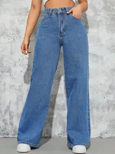 DressBerry Women Comfort Straight Fit High-Rise Light Fade Acid Wash Stretchable Jeans