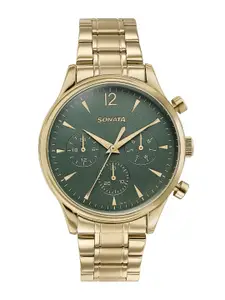 Sonata Wedding Men Embellished Dial Reset Time Analogue Watch 77146YM02