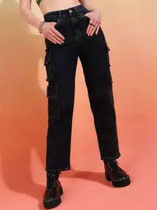 DressBerry Women Comfort Wide Leg High-Rise Light Fade Acid Wash Stretchable Jeans