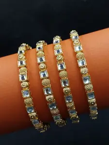 AARNAA Set Of 4 Gold-Plated Kundan Studded Bangles