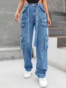 DressBerry Women Comfort Wide Leg High-Rise Light Fade Acid Wash Stretchable Jeans