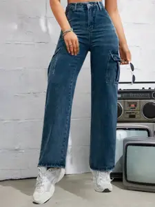 DressBerry Women Comfort Straight Fit High-Rise Light Fade Acid Wash Stretchable Jeans