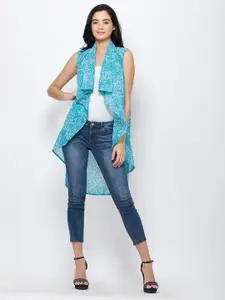 Moda Rapido Printed Mandarin Collar Open Front Shrug
