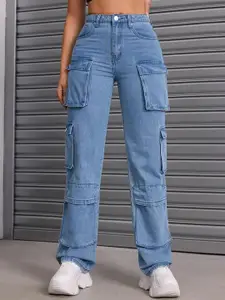 DressBerry Women Comfort Wide Leg High-Rise Light Fade Acid Wash Stretchable Jeans