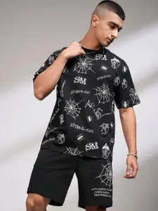 HIGHLANDER Marvel Spider-Man Men Round Neck Relaxed Tshirt With Shorts