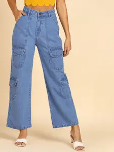 DressBerry Women Comfort Straight Fit High-Rise Light Fade Acid Wash Stretchable Jeans