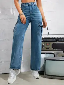 DressBerry Women Comfort Straight Fit High-Rise Light Fade Acid Wash Stretchable Jeans