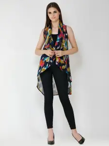 Moda Rapido Abstract Printed V-Neck Open Front Shrug