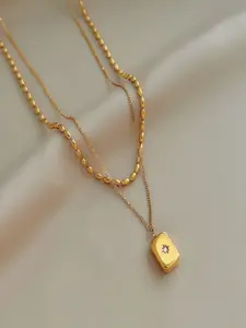 DressBerry Stone Studed Layered Pendant Chain