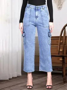 DressBerry Women Comfort Straight Fit High-Rise Light Fade Acid Wash Stretchable Jeans