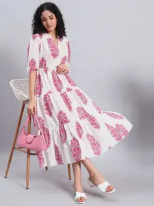 PIDAVLIYA'S Floral Print A-Line Midi Dress