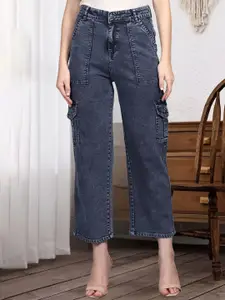 DressBerry Women Comfort Straight Fit High-Rise Light Fade Acid Wash Stretchable Jeans