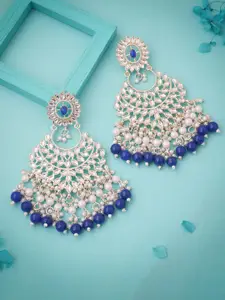 Anouk Gold-Plated Artificial Stones and Beads Beaded Contemporary Shaped Drop Earrings