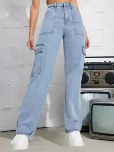 DressBerry Women Comfort Straight Fit High-Rise Light Fade Acid Wash Stretchable Jeans