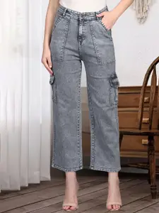 DressBerry Women Comfort Straight Fit High-Rise Light Fade Acid Wash Stretchable Jeans