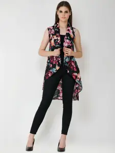 Moda Rapido Printed Mandarin Collar Open Front Shrug