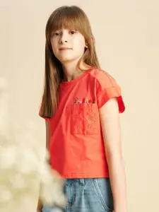 Vero Moda Girls Drop-Shoulder Sleeves Pockets Boxy T-shirt