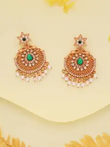 Lyriss Gold Plated Artificial Beads Diamond Shaped Jhumkas