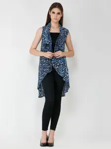 Moda Rapido Printed Mandarin Collar Open Front Shrug