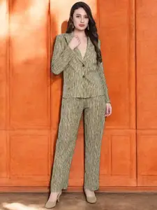 The BANJARA TRAIL Striped Notched Lapel Collar Cotton Single Breasted Blazer