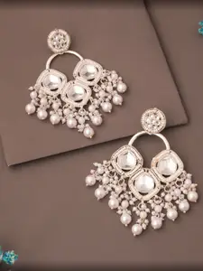 Lyriss Silver-Plated Artificial Beads Contemporary Jhumkas