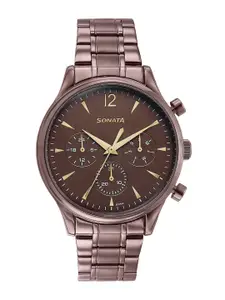 Sonata Men Stainless Steel Bracelet Style Straps Analogue Watch 77146QM01