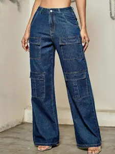 DressBerry Women Comfort Wide Leg High-Rise Light Fade Acid Wash Stretchable Jeans