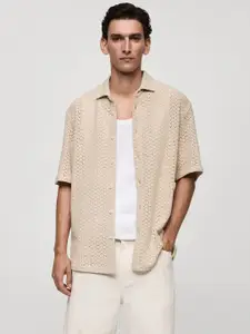 MANGO MAN Pure Cotton Crochet Casual Shirt