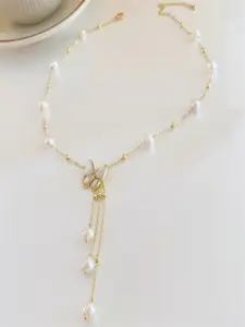 DressBerry Women Pearl Studded Butterfly Necklace