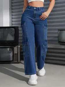 DressBerry Women Comfort Wide Leg High-Rise Light Fade Acid Wash Stretchable Jeans