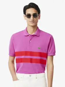 Lacoste Men Striped Polo Collar Applique T-shirt