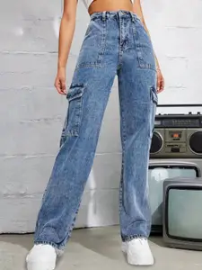 DressBerry Women Comfort Straight Fit High-Rise Light Fade Acid Wash Stretchable Jeans