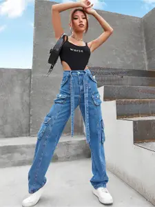 DressBerry Women Comfort Wide Leg High-Rise Light Fade Acid Wash Stretchable Jeans