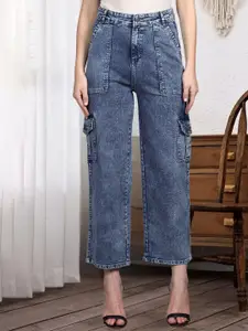 DressBerry Women Comfort Straight Fit High-Rise Light Fade Acid Wash Stretchable Jeans